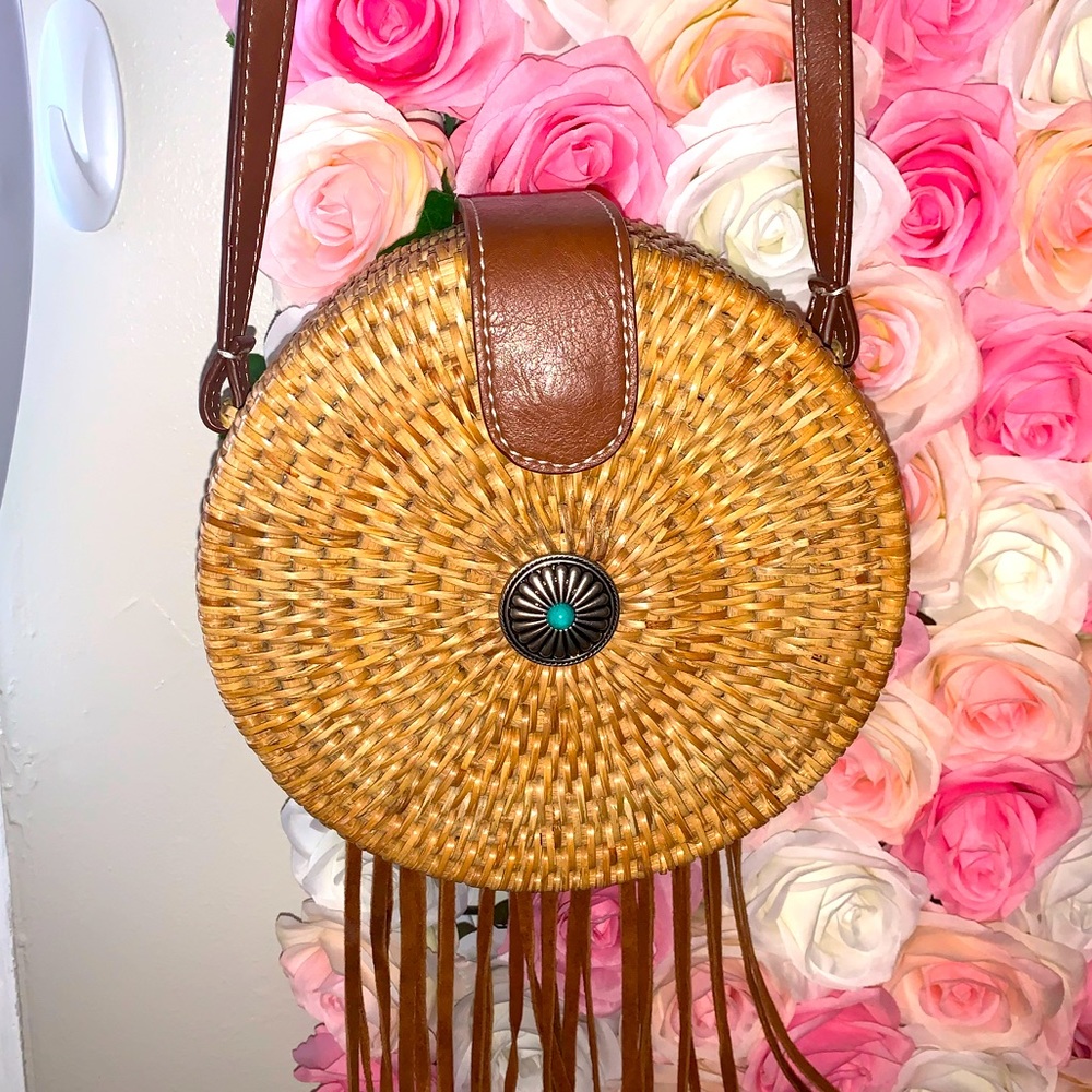 Circle basket weave Crossbody bag